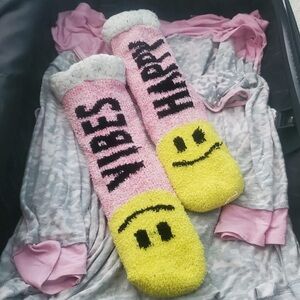 Pink and Yellow Happy Vibes Socks